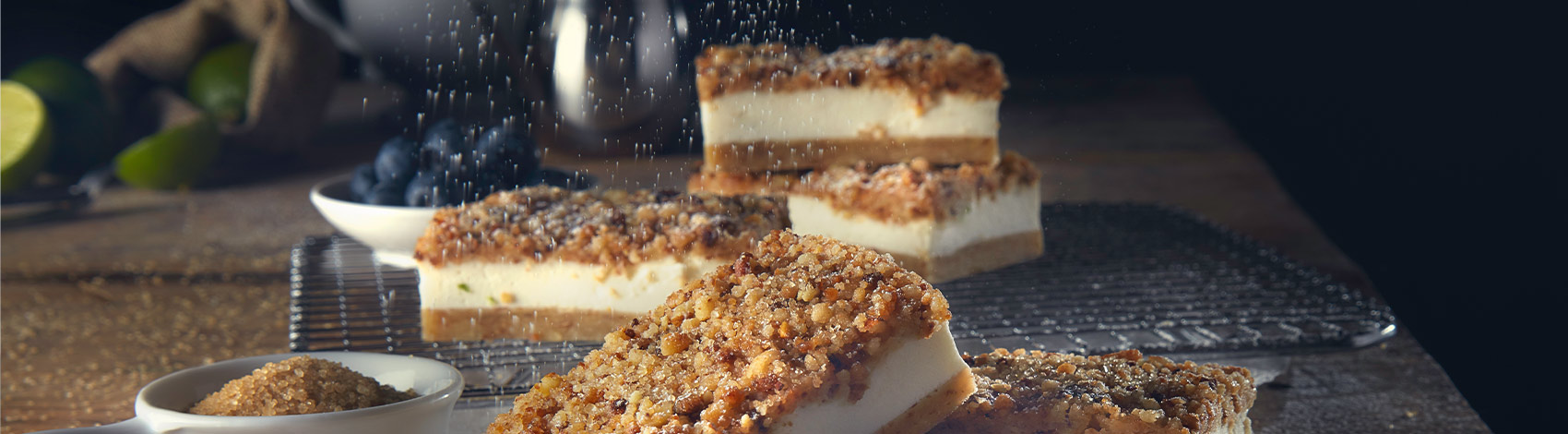 Barras de cheesecake y limón